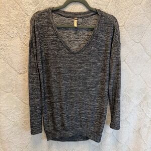 Thyme Maternity XXS Gray Marled V Neck Long Sleeve Tunic Top Stretch Minimalist